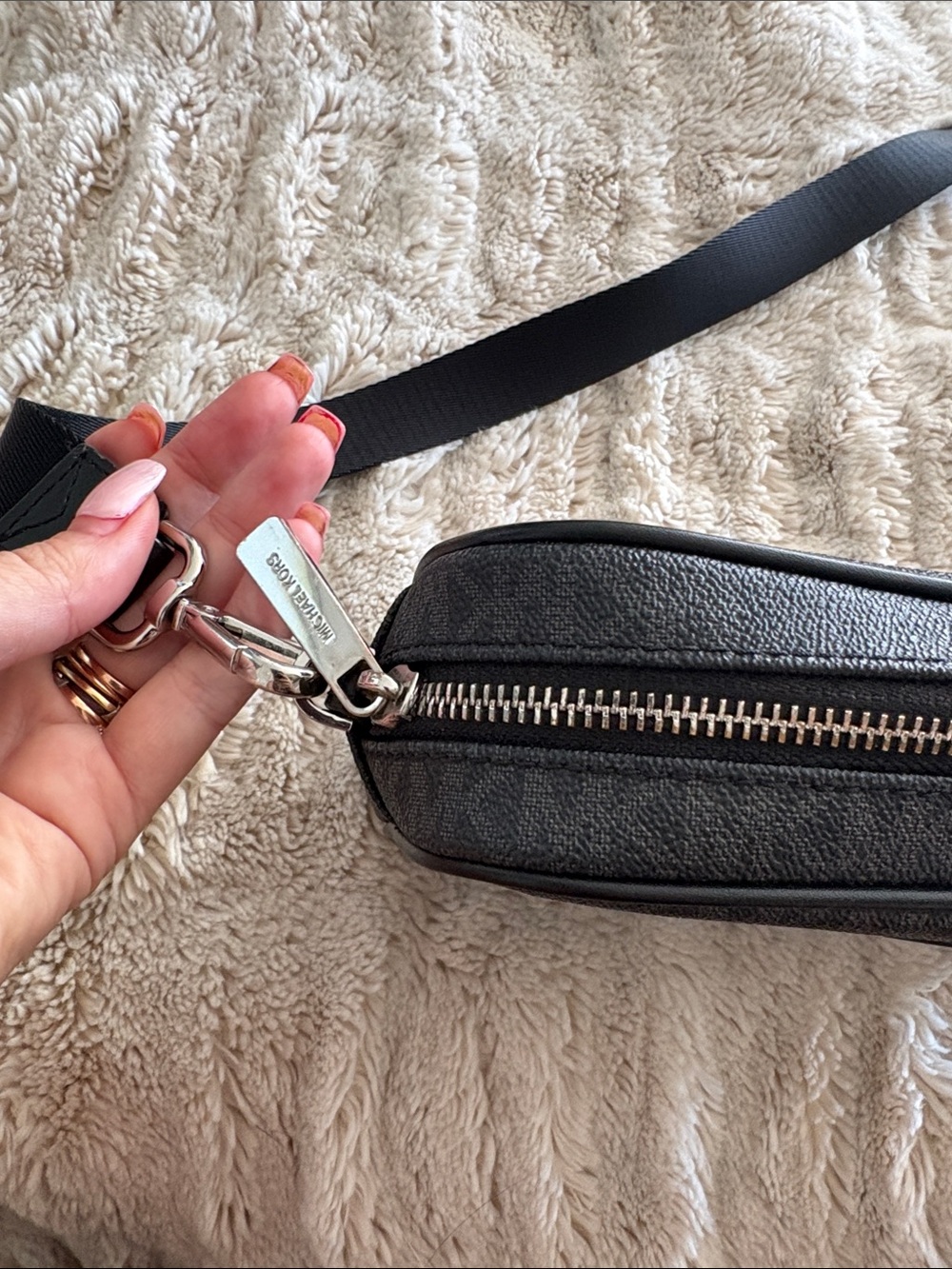 Michael Kors Black Crossbody Bag with Embossed MK Medallion - Picture 4 of 9